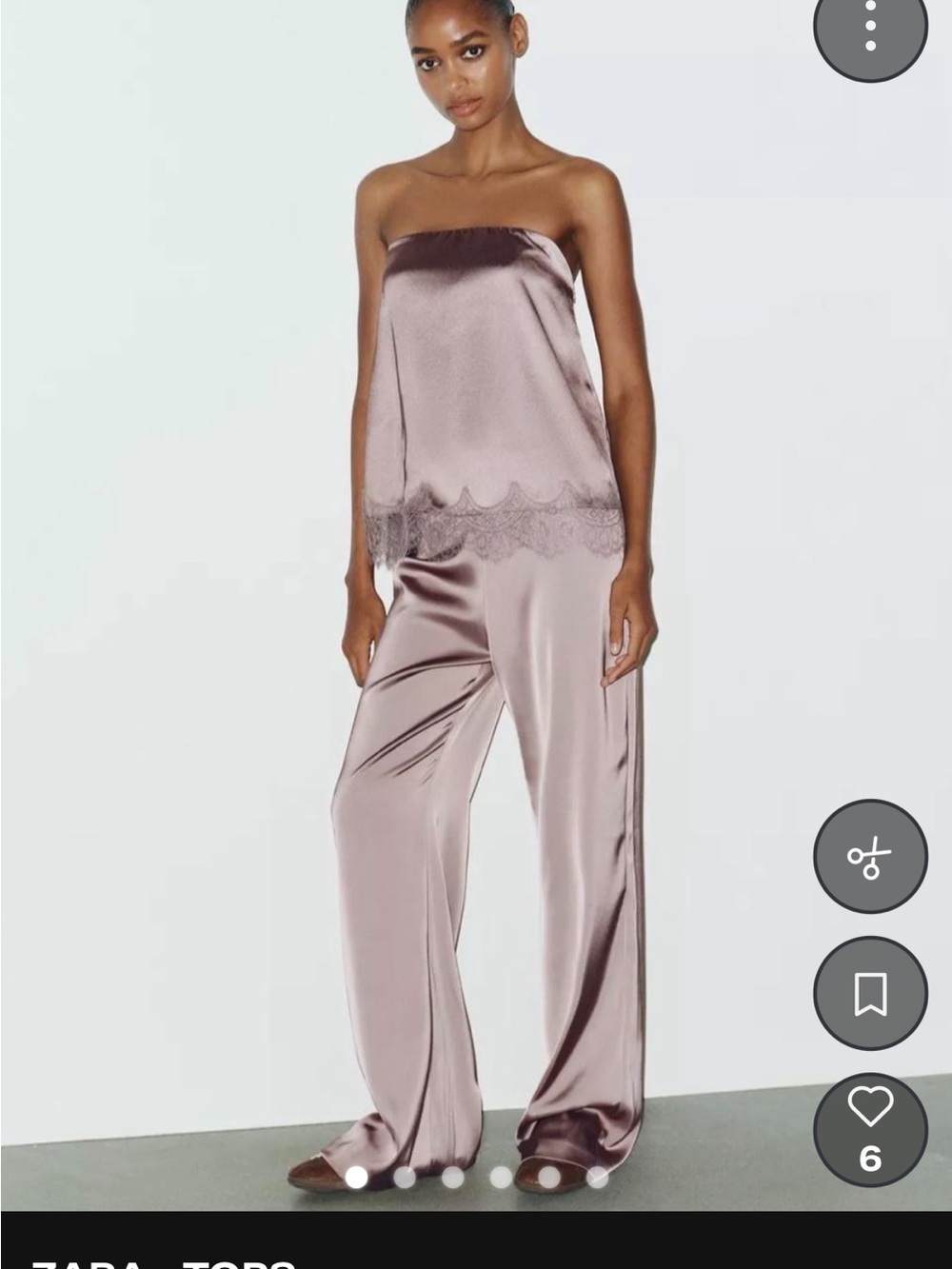 Zara Satin Strapless Lace-Trim Bandeau in Mauve